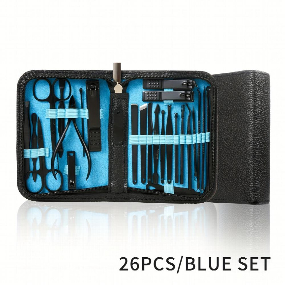 26 Pcs Professional Nail Cutter Pedicure Scissors Set Stainless Steel Portable Manicure Nail Clipper Tool Set
