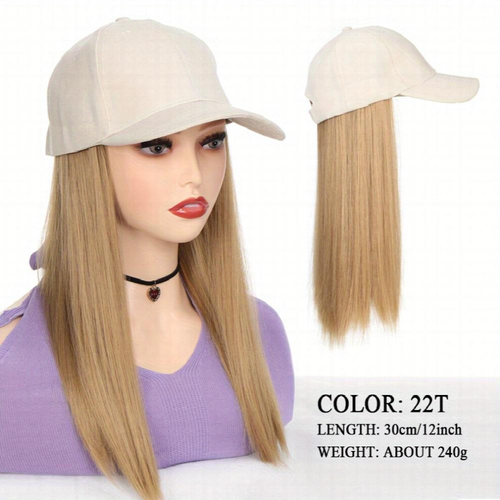 Women's Multicoloured Hat Wigs Synthetic Straight Bob Hair Wigs With Baseball Cap Attached Adjustable Hair Wigs For
