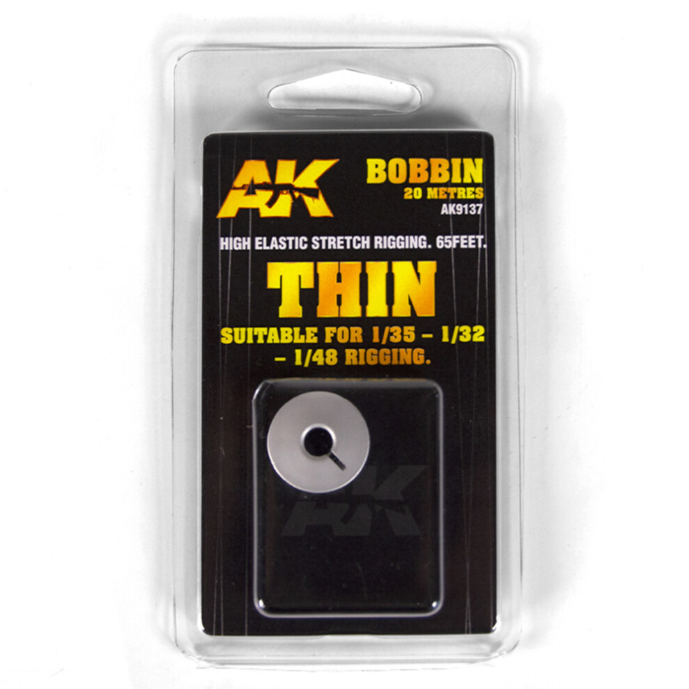 Ak Interactive 9137 Elastic Rigging Thin For 1:32/1:35/1:48 Rigging 65Ft