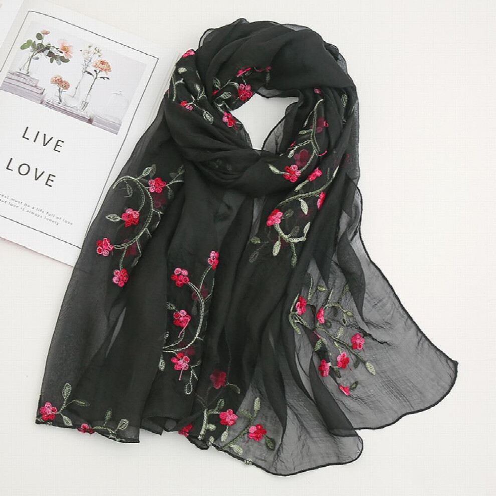 Chiffon Ladies Embroidered Flower Scarf Retro Beach Sunscreen Warm Shawl Scarf-image-OPC-PFJ9SVG-NEW