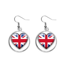 union jack shaped britain uk flag ear dangle silver drop ear jewelry woman