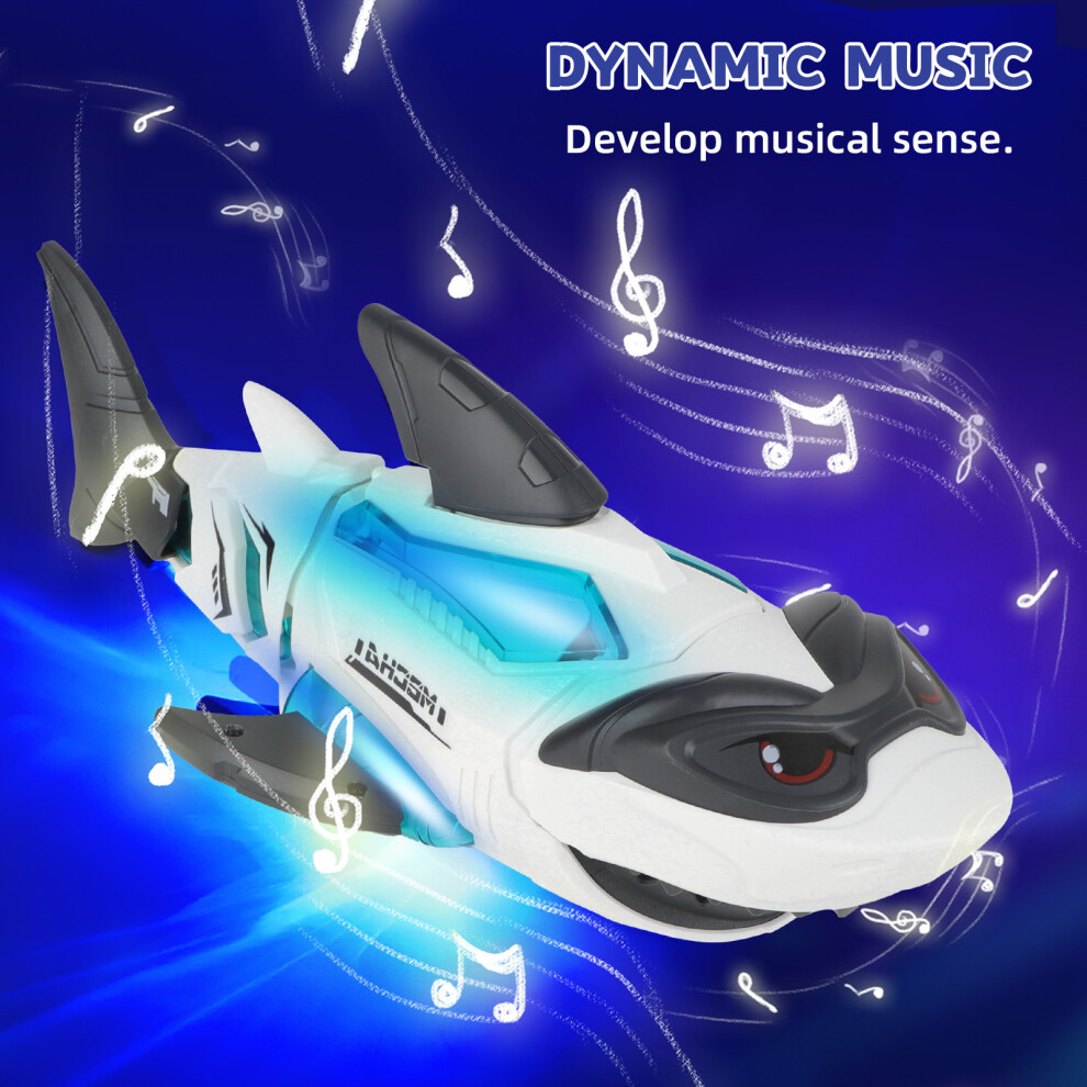 Deao Toys Electric Crawling Shark Toy For Toddlers Interactive Musical Shark With Lights Sounds & Moving Tail Ages 1-5
