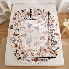 Childrens Microfiber One Piece Fitted Sheet Dog Print Single Bed Non Slip Fixed Cover Mattress Protector