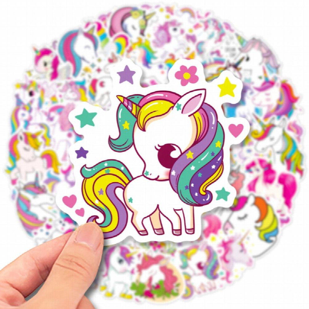 50pcs Unicorn Stickers Waterproof Vinyl Sticker Cartoon Doodle Unicorn Sticker Pack For Car Motorbike Bike Skateboard Luggage Girls DIY Decoration Par