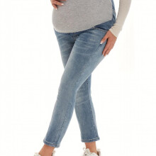 High Light Soft Waxy Stretch Maternity Jeans Wear Straight Pipe Smoke Pants Outside Spring And Autumn