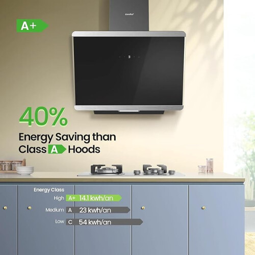 Living And Home 60CM Wall-mounted 3-Speed Angled Range Hood with Touch Screen 1
