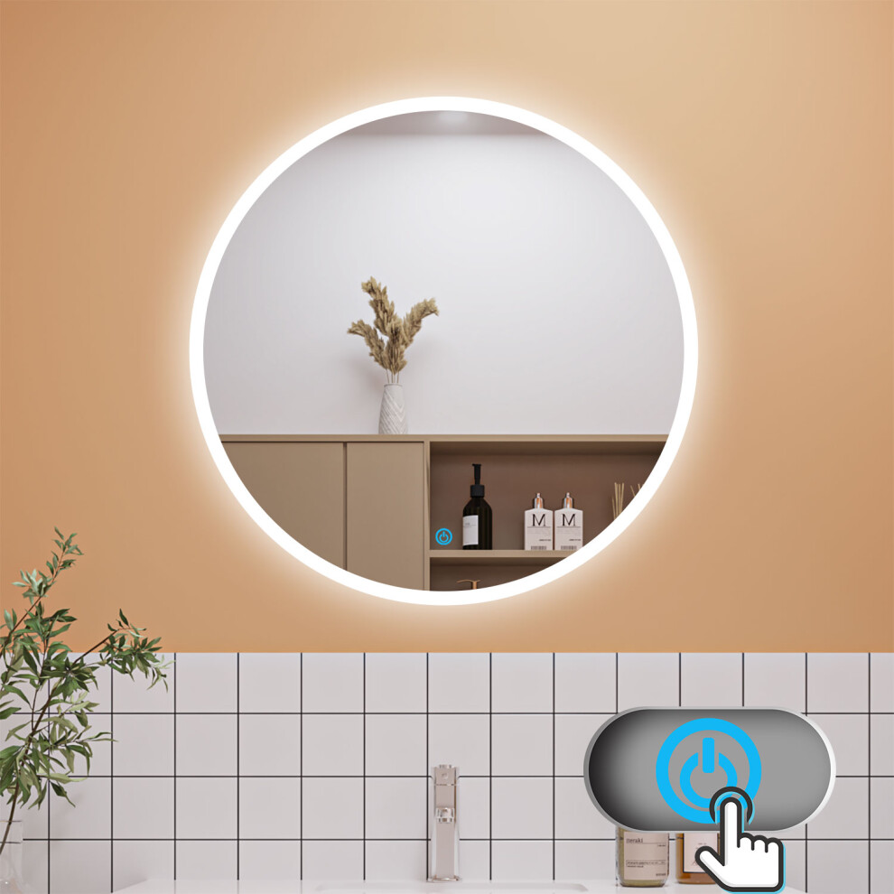 (4.2kg) Round LED Bathroom Mirror with Anti-fog, 2 Switchs-image-OPC-PFJ9YHG-NEW