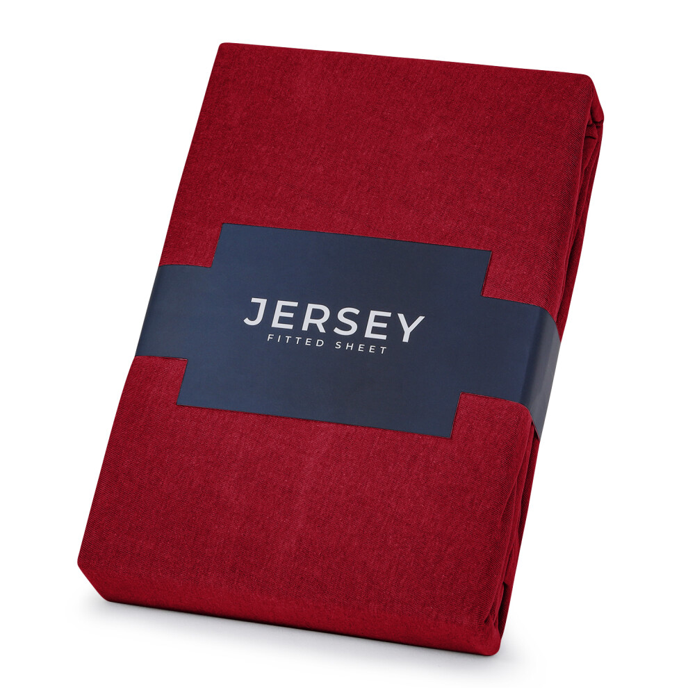 Imperial Rooms (Cotton Double Fitted Bed Sheets 30Cm, Jersey Fitted Sheet /Burgundy) Jersey Fitted Sheets 30Cm Soft Cotton Bed Sheet Uk Red