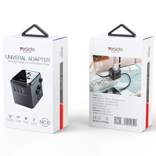 Yesido MC-10 3 USB  Type-C Ports Multi-function Universal Travel Adapter Plug(Black) 2