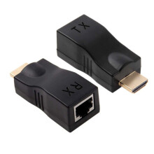 HDMI to RJ45 Extender Adapter (Receiver & Transmitter) by Cat-5e/6 Cable, Support HDCP, Transmission Distance: 30m(Black)