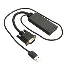 HD55Y VGA To HDMI Adapter Cable VGA? To HD 1080P Converter With Power Supply(Black)