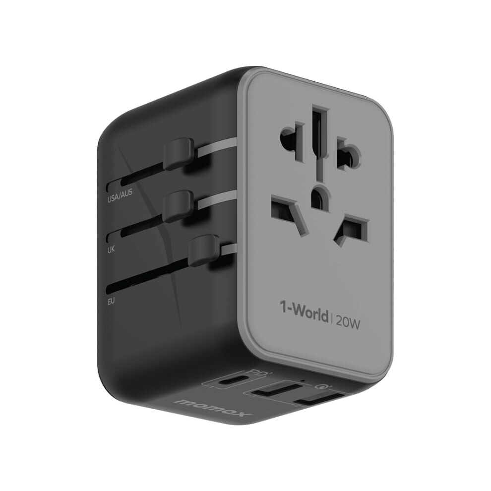 MOMAX UA11 1-World 20W PD Global Travel Fast Charger Power Adapter(Black)