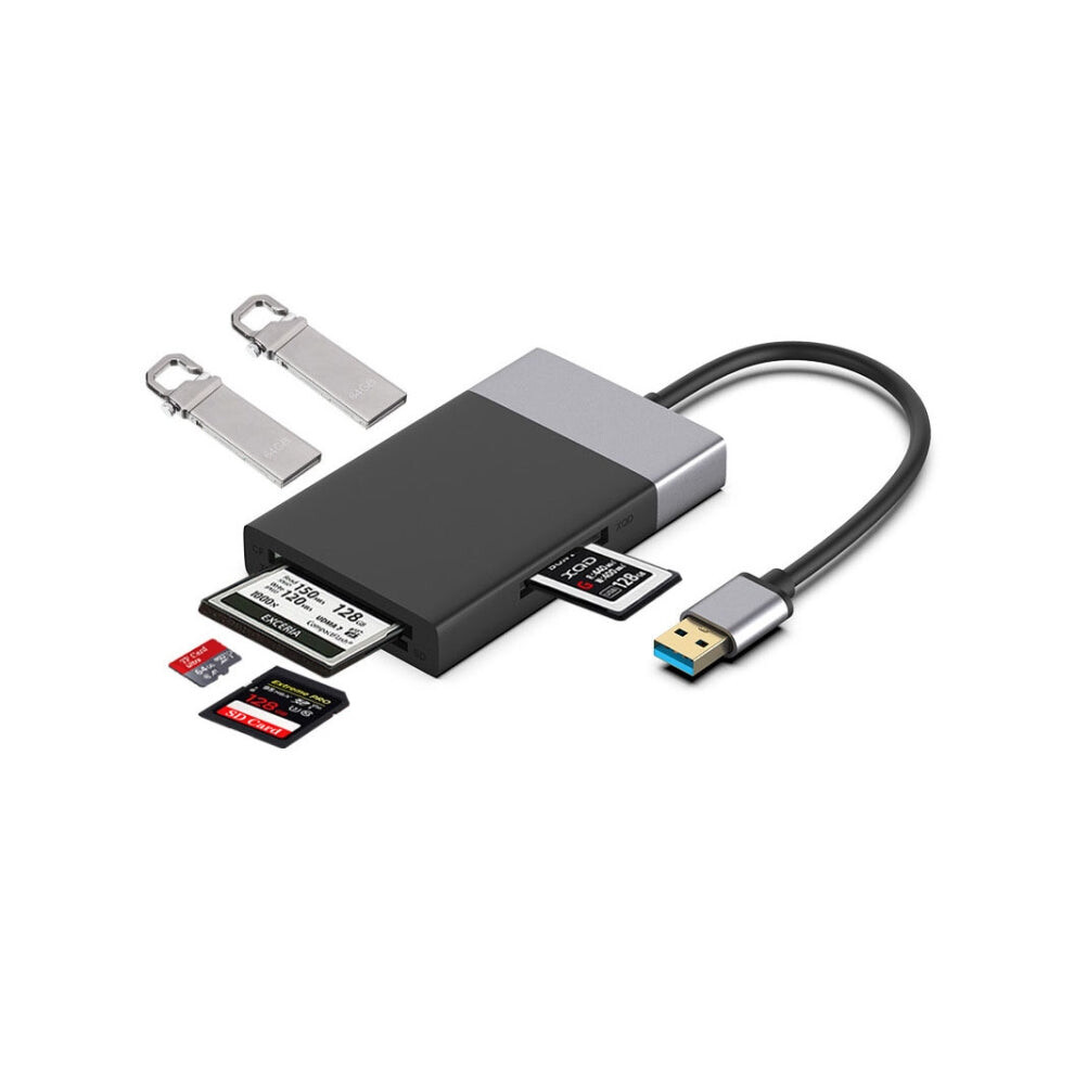 6-In-1 Usb 3.0 To Usb3.0 X 2+Cf Card+Tf Card+Sd Card+Xqd Card Hub Adapter 740390251919