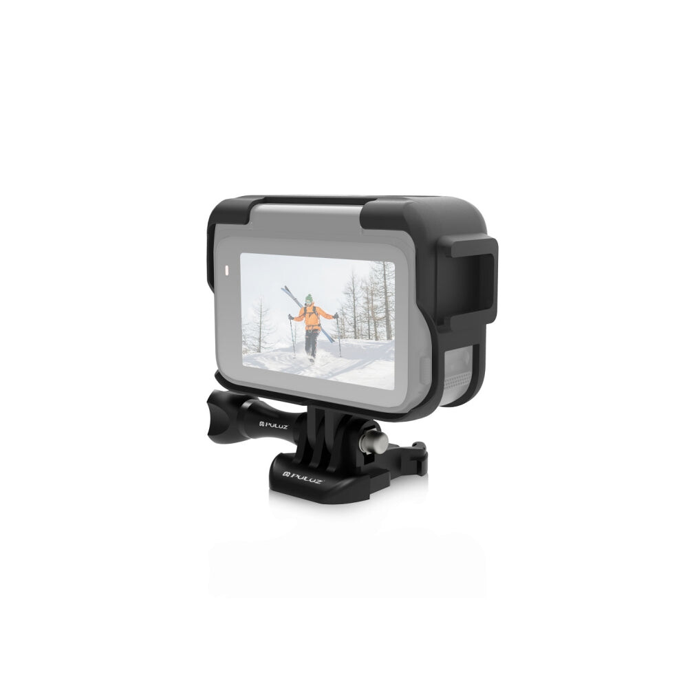 For Insta360 Ace Pro Puluz Plastic Cage Expansion Adapter Frame With Cold Shoe Base (Black) Black 740390245802
