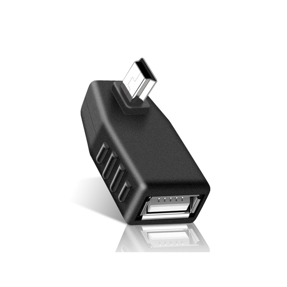 Mini Usb Male To Usb 2.0 Af Adapter With 90 Degree Left Angled, Support Otg Function(Black) Black 740390248728