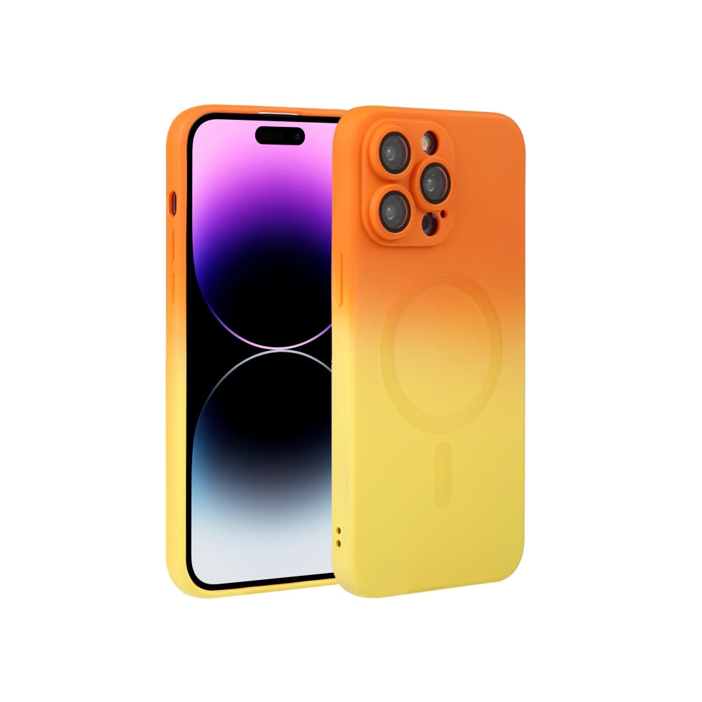 For Iphone 14 Pro Max Liquid Tpu Silicone Gradient Magsafe Phone Case(Orange ) Yellow 740390258741