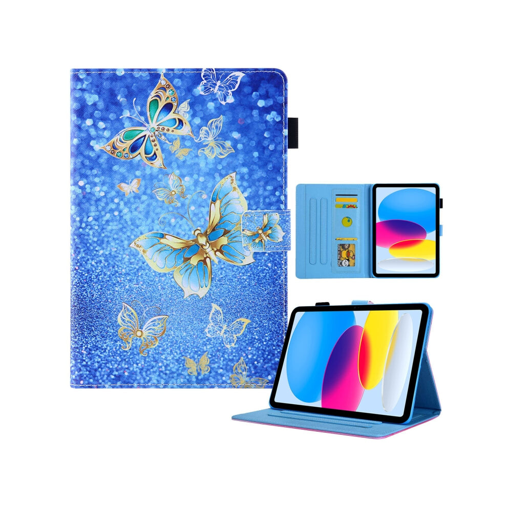 For Ipad 10Th Gen 10.9 2022 Colored Drawing Leather Smart Tablet Case( Butterfly) Gold 740390257881
