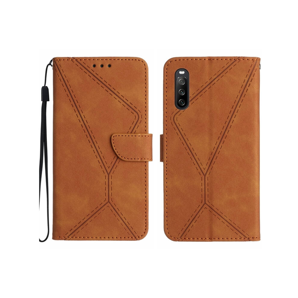For Sony Xperia 10 V Stitching Embossed Leather Phone Case(Brown) Brown 740390257805