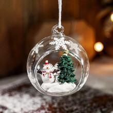 (Green) Christmas Transparent Ball Glass Christmas Trees Ornament Wedding Gifts Party Home Decor