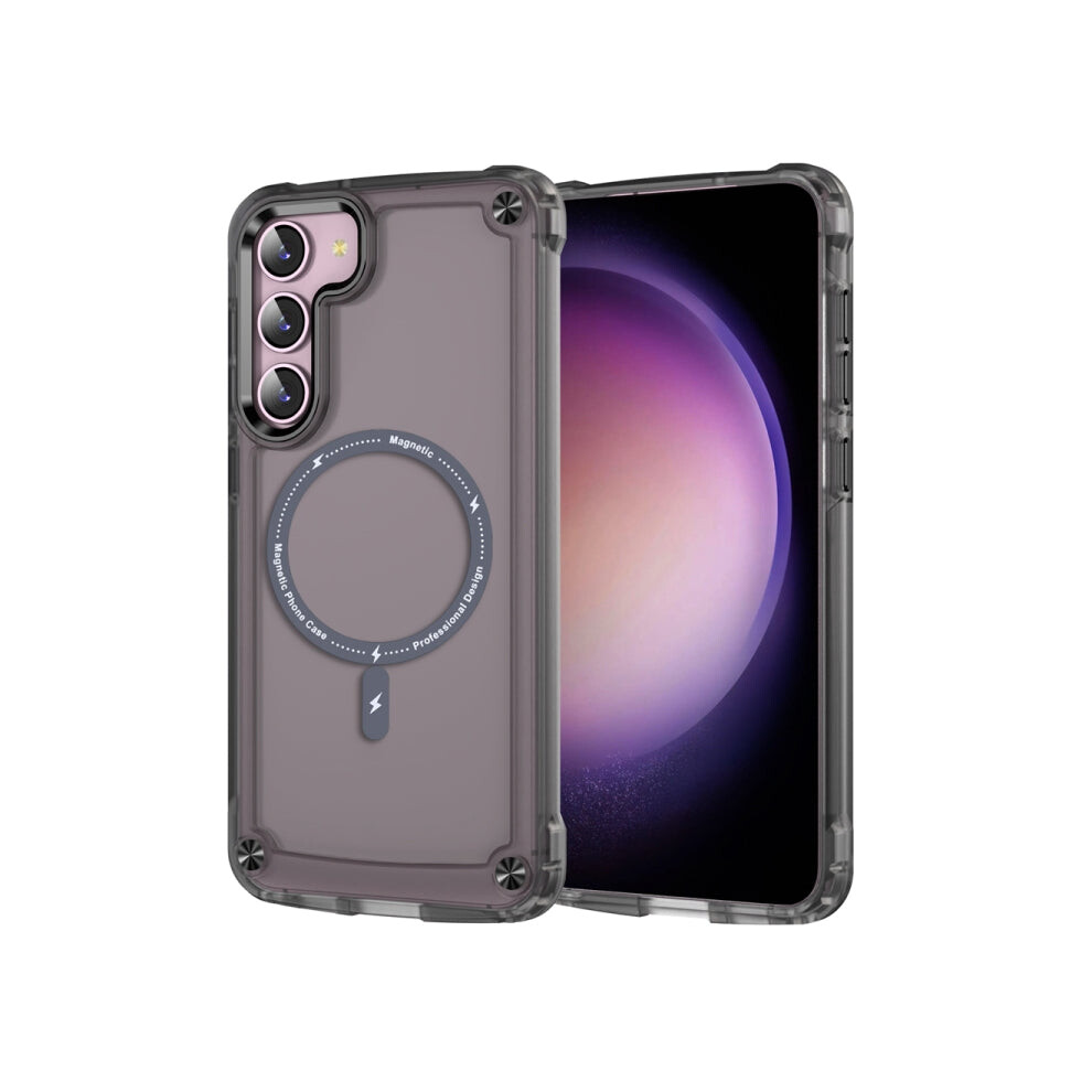 For Samsung Galaxy S22 5G Skin Feel Tpu Pc Magsafe Magnetic Phone Case(Transparent ) Black 740441808499