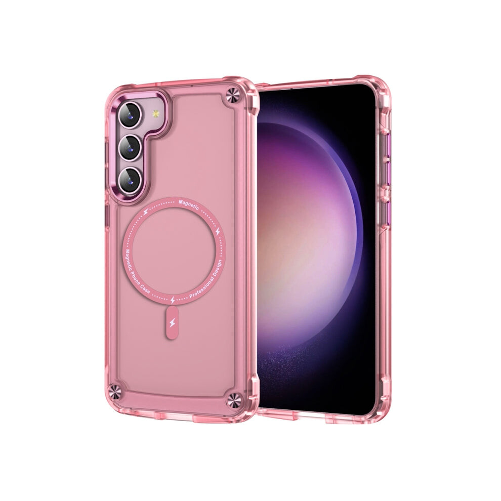 For Samsung Galaxy S23 5G Skin Feel Tpu Pc Magsafe Magnetic Phone Case(Transparent ) Pink 740441808390