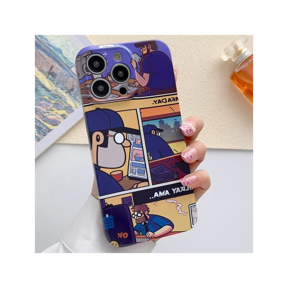 For Iphone 12 Pro Max Painted Pattern Precise Hole Pc Phone Case(Working Comics) 740390298860