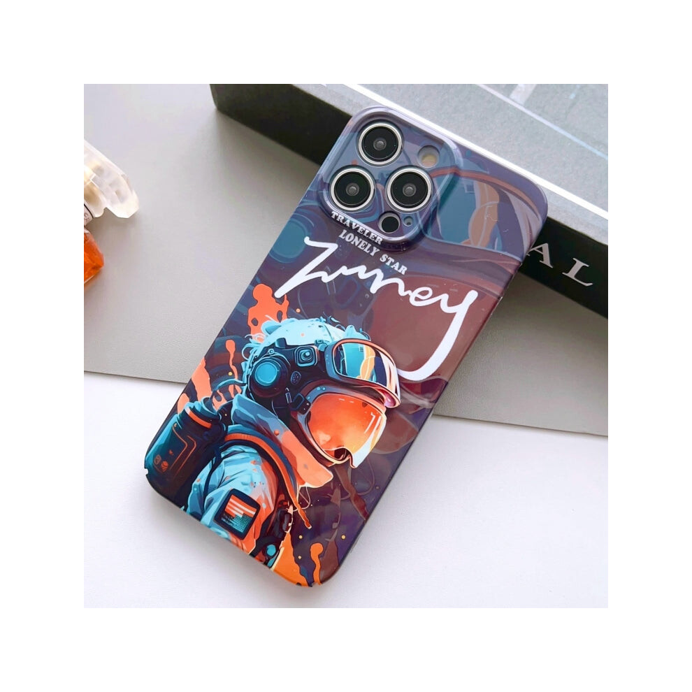 For Iphone 14 Pro Painted Pattern Precise Hole Pc Phone Case( Paint Astronaut) Orange 740390298778