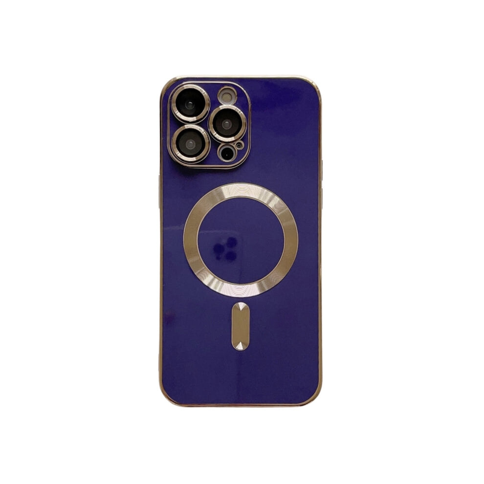 For Iphone 15 Pro Max Magsafe Plating Tpu Phone Case With Lens Film(Blue) Blue 740390263646