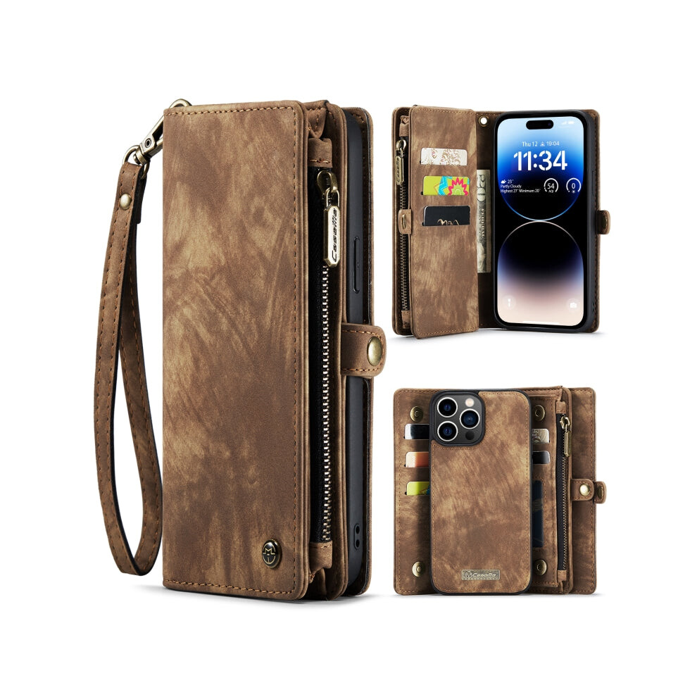 For Iphone 14 Pro Max Caseme 008 Detachable Multifunctional Leather Phone Case(Brown) Brown 880007667907