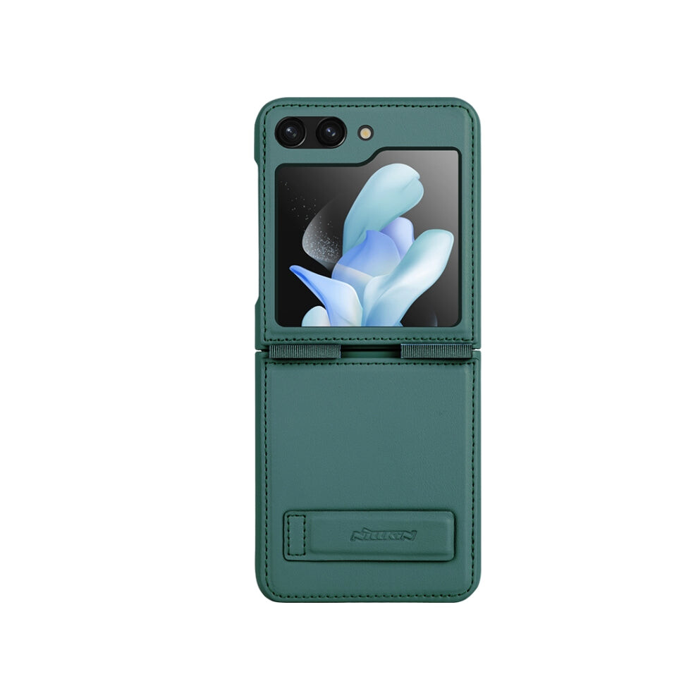 For Samsung Galaxy Z Flip5 Nillkin Qin Series Plain Leather Phone Case(Green) Green 740390262403