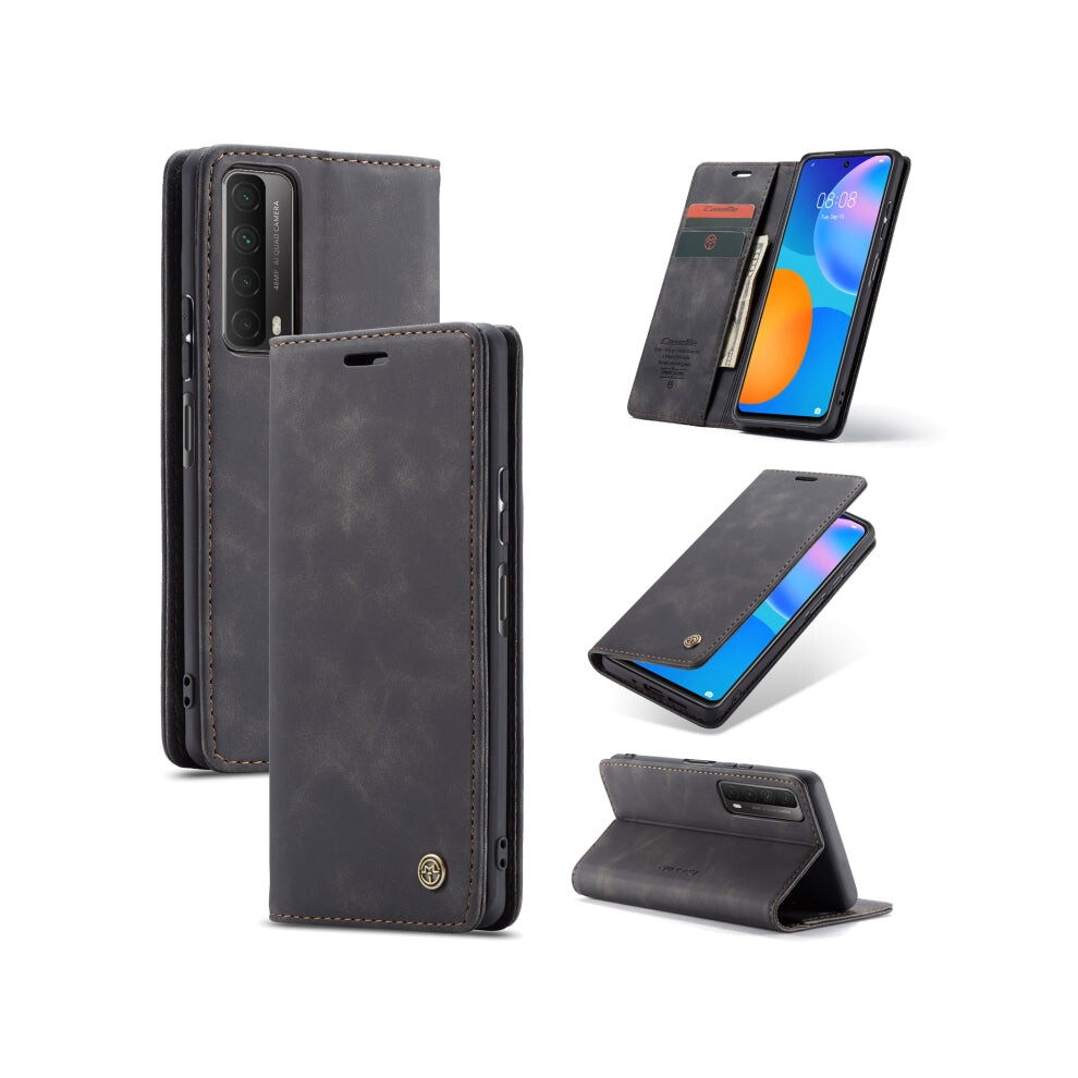 For Huawei P Smart 2021 Caseme-013 Multifunctional Retro Frosted Horizontal Flip Leather Case With Card Slot & Holder & Wallet(Black) Black 740390257041