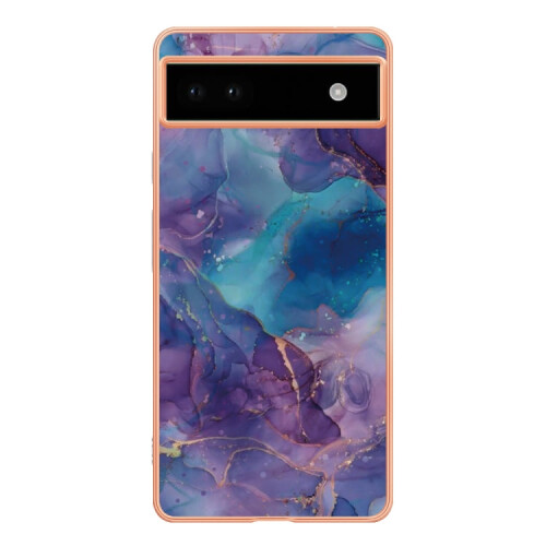For Google Pixel 6A Electroplating Marble Dual-side IMD Phone Case(Purple 016) 2