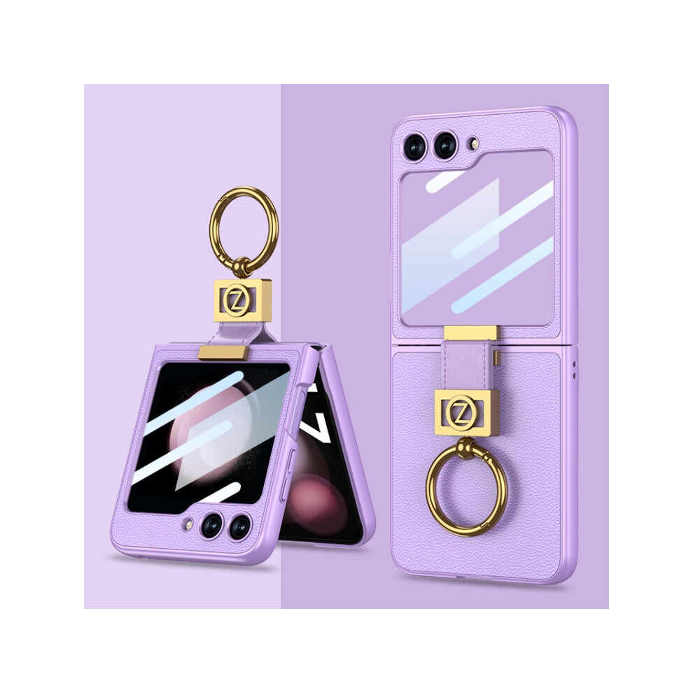 For Samsung Galaxy Z Flip5 Gkk Ultra-Thin Z Ring Holder Leather Phone Case(Purple) Purple 740390254903