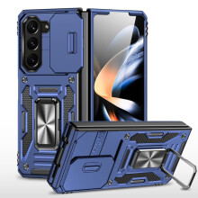 For Samsung Galaxy Z Fold5 5G Armor PC  TPU Camera Shield Phone Case(Navy Blue)