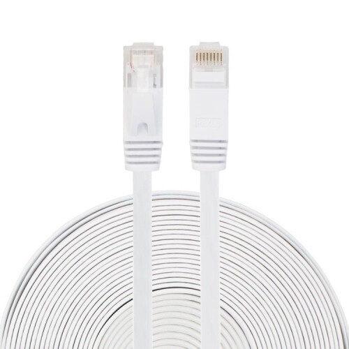 20m CAT6 Ultra-thin Flat Ethernet Network LAN Cable, Patch Lead RJ45 (White) 1