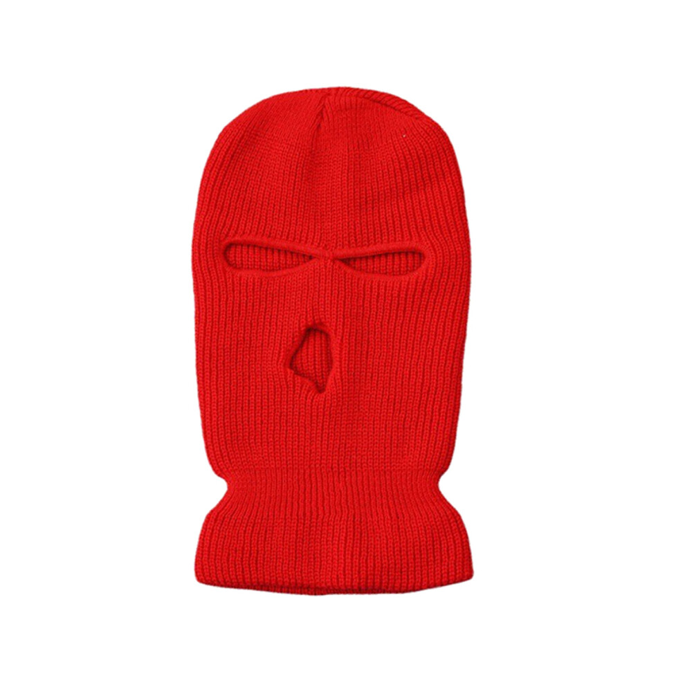 (red) Motorcycle Windproof Face Knit Hats Custom SkiMask Men Warm Wool Balaclava embroidery Winter hats Knitted 3 Holes Ski Mask-image-OPC-PFJBMDY-NEW