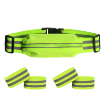 Women Men Running Bag Adjustable Reflective Waist Pouch Pack, Spec: 1 Belt+4 Arm Band(Fluorescent Green)