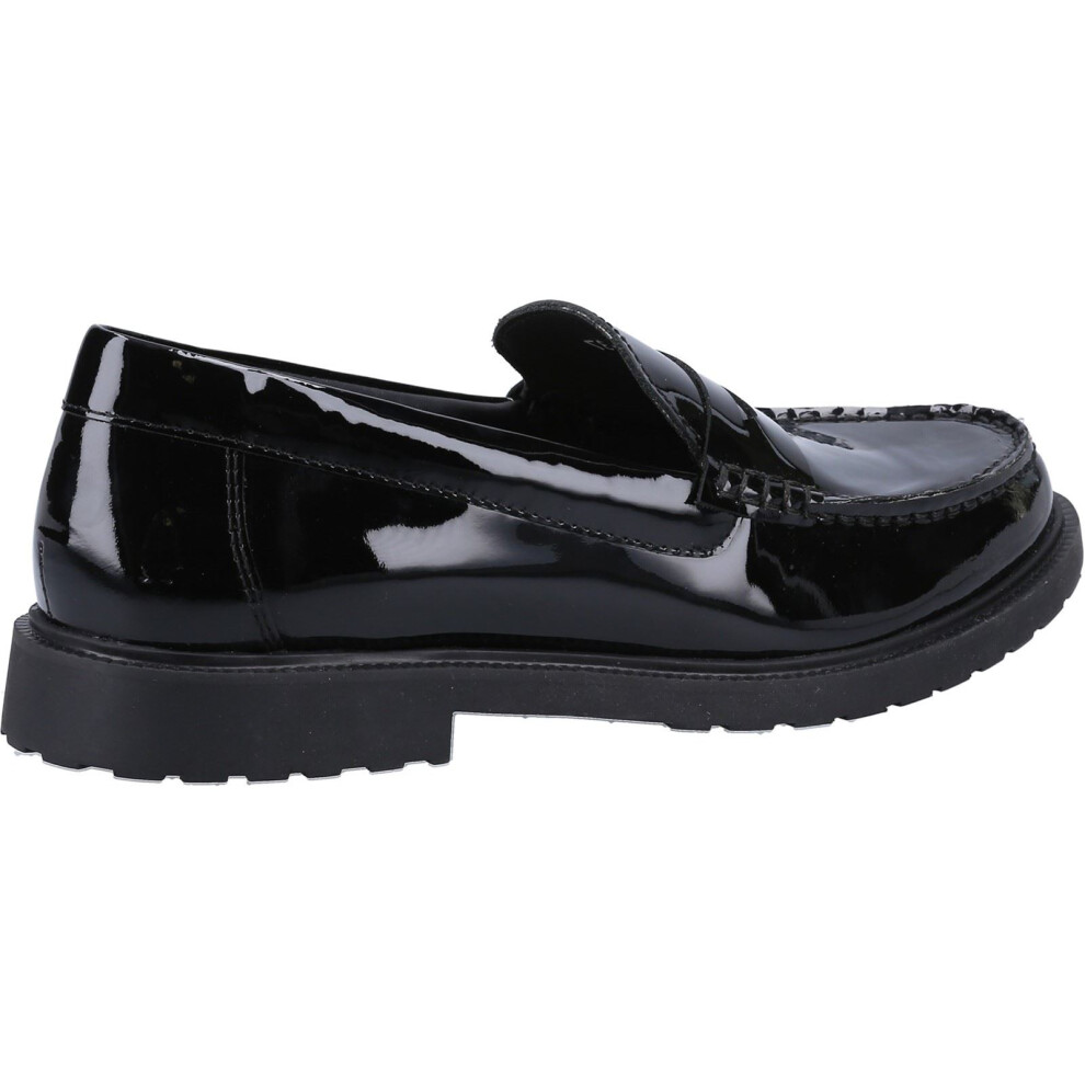 (Black, 3 (Adults')) Hush Puppies Verity Slip On Leather Women's Patent Black Loafers