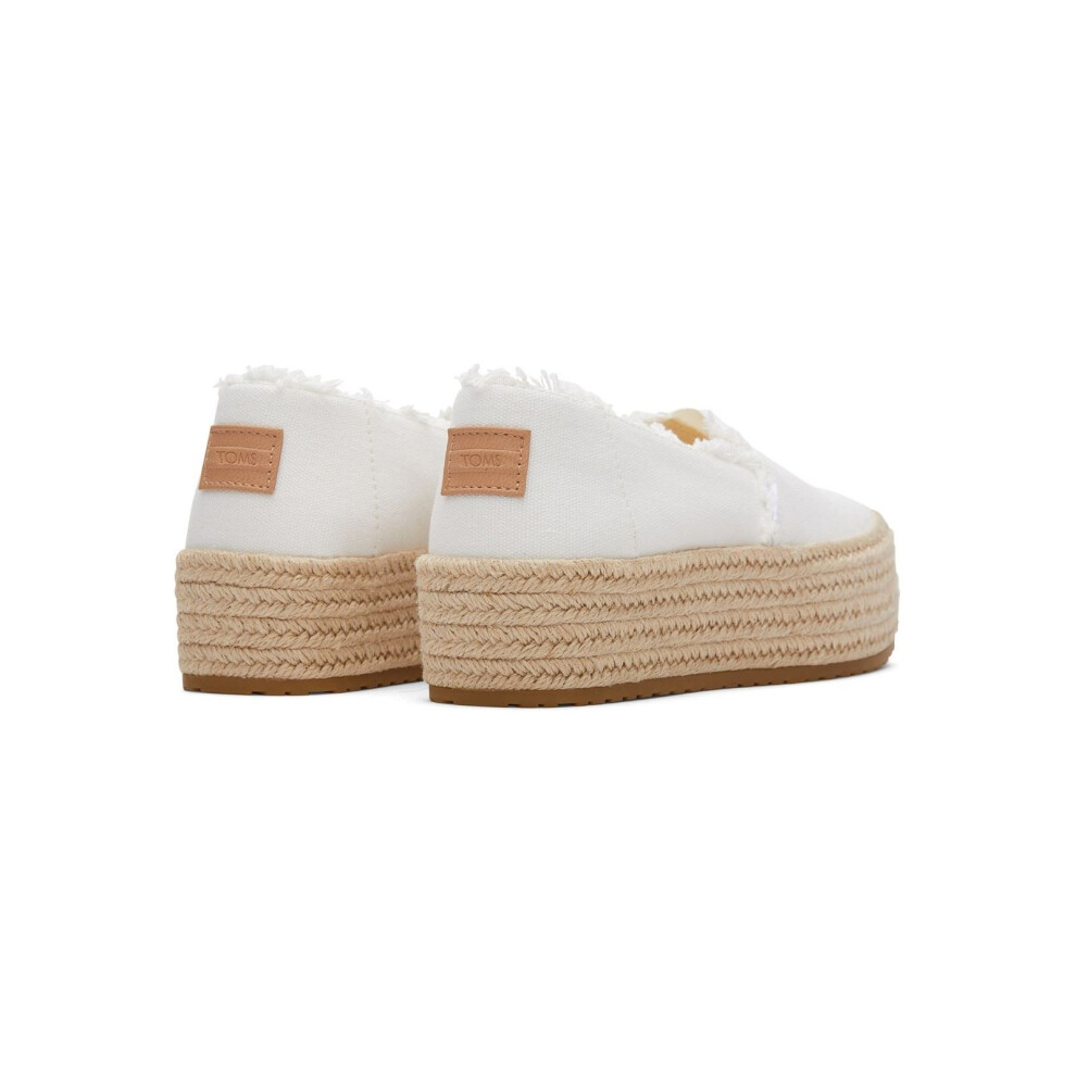 (White, 6 (Adults')) TOMS Valencia 100% Cotton Women's White Espadrilles