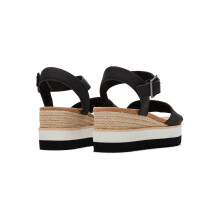 (Black, 8 (Adults')) TOMS Diana Leather Women's Black Wedges
