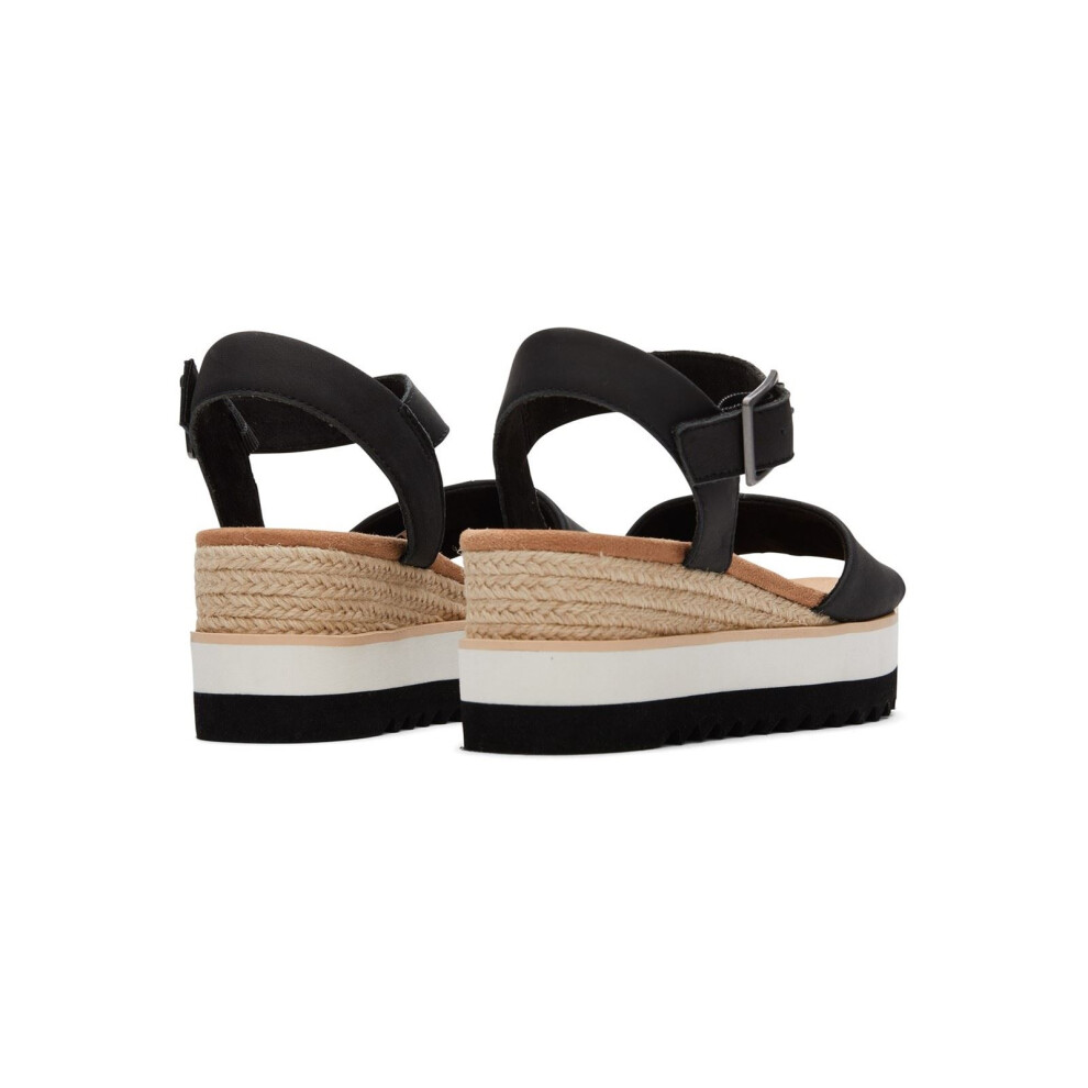 Toms (Black, 8 (Adults')) Diana Leather Women's Black Wedges