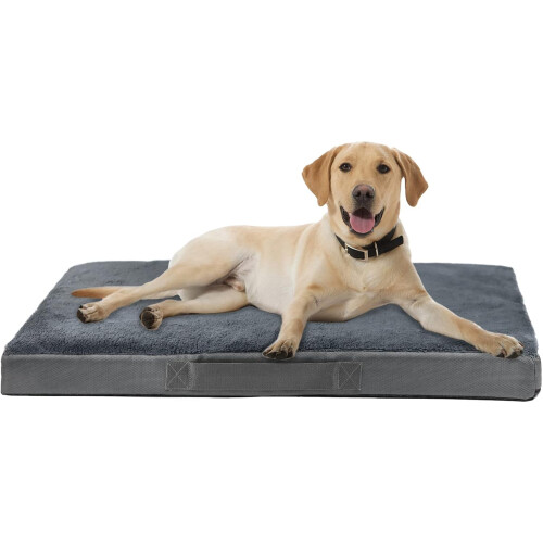 (XL - 105×70cm, Dark Grey) Extra Large Dog Bed - Waterproof Orthopedic Dog Bed with Memory Foam Mattress for Dog Crate, Large Human Size Flat Dog Bed