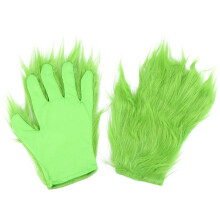 Green Fur Monster Gloves Girls Accessories Carnival Gloves Unique Gloves Green-haired Gloves Xmas Gloves Costume Gloves