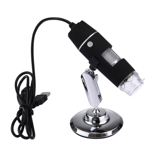 1000X Magnifier 0.3MP Image Sensor USB Digital Microscope with 8 LED & Professional Stand(Black) 2