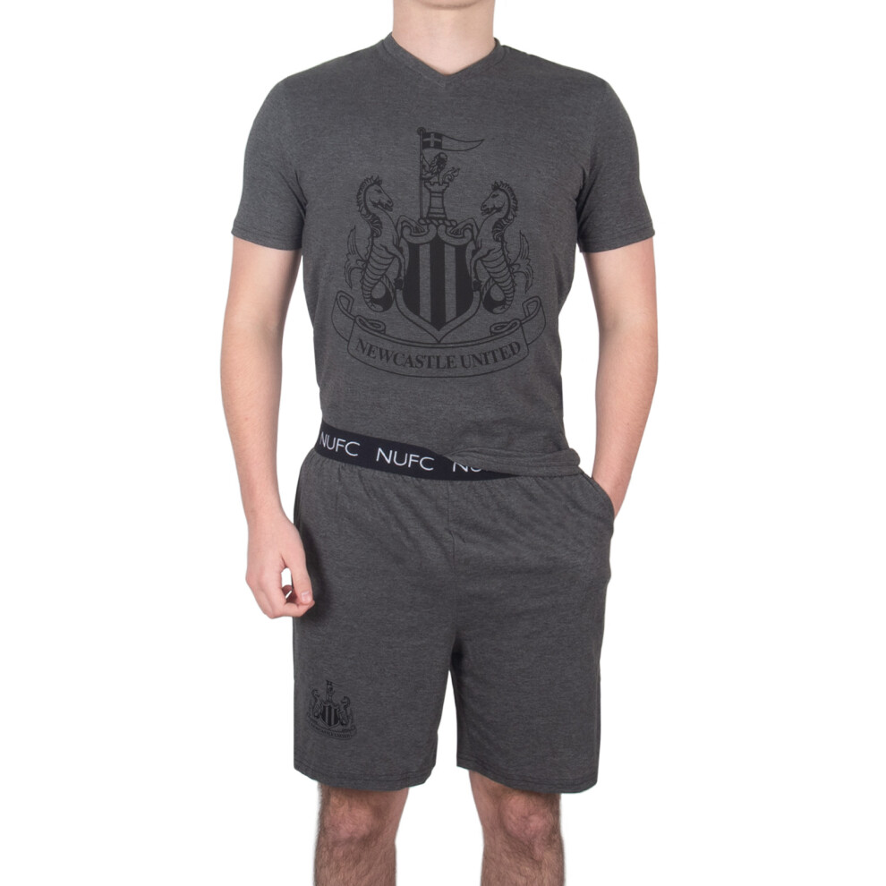 (Grey, Small) Newcastle United Mens Pyjamas Short Loungewear OFFICIAL Football Gift
