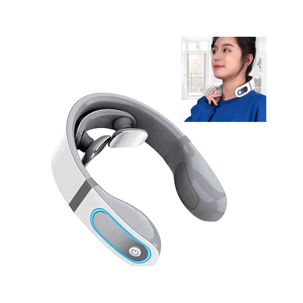 Deal Or No Deal Pulse Multifunctional Hot Compress Physiotherapy Shoulder And Neck Cervical Massager Neck Protector, Style:two Ends(White)
