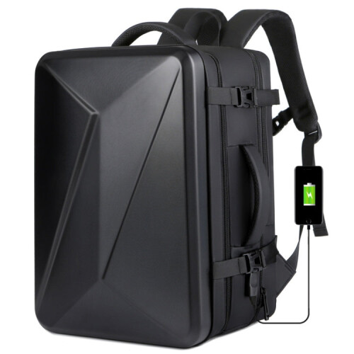 Large-capacity Waterproof Expandable Hard Shell Backpack with USB Charging Hole(162 Black) 1