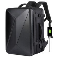 Large-capacity Waterproof Expandable Hard Shell Backpack with USB Charging Hole(162 Black)