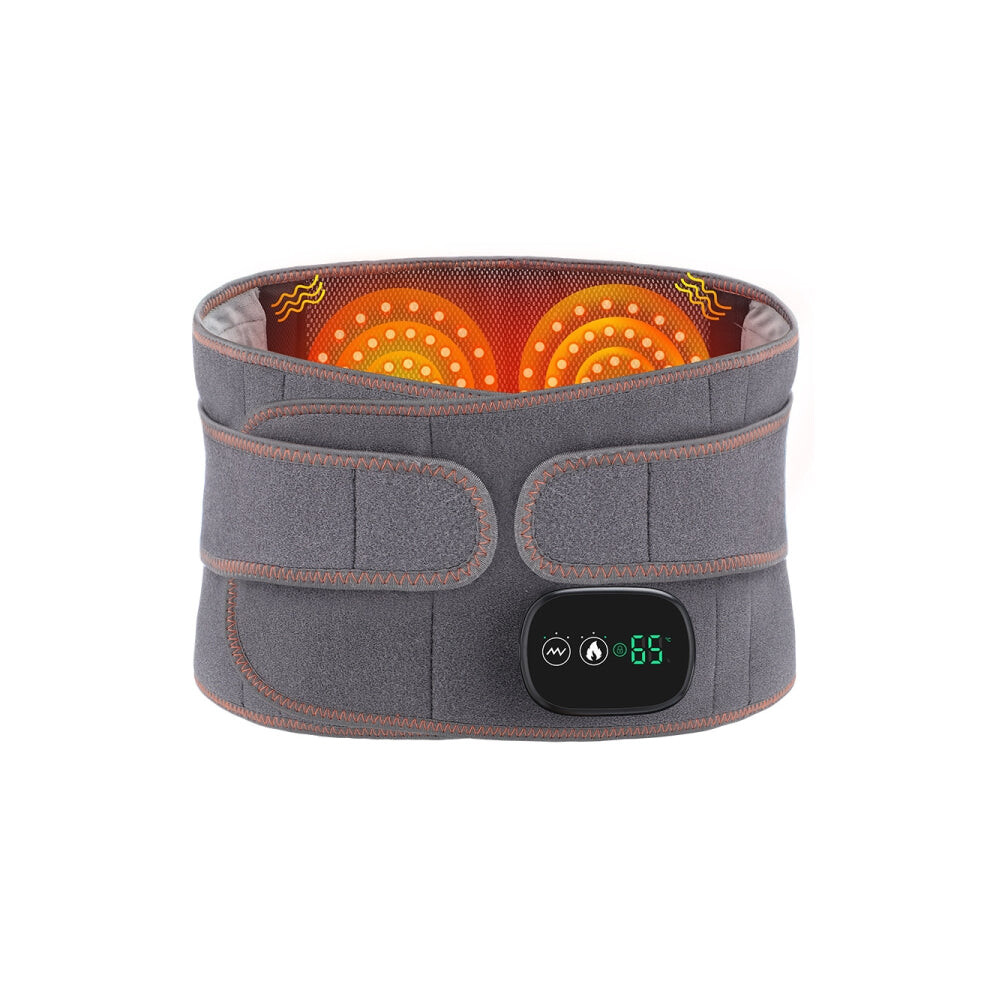 USB Charging Red Light Heating Massage Lumbar Belt Warming Waist Belt(Gray)-image-OPC-PFJBWTK-NEW