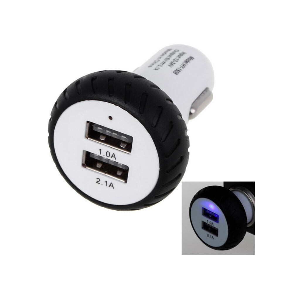 Mini Wheels Design 5V 1.0A.1a Double Usb Universal Quick Car Charger For Phones / Tablets( ) White/Black 740390255030